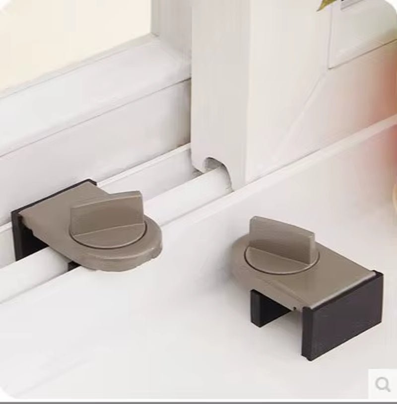 Aluminum Alloy Sliding Door and Window Safety Lock, Sliding Sash Stopper, Cabinet Locks Straps, Security Anti - Theft Lock - FLUFFI