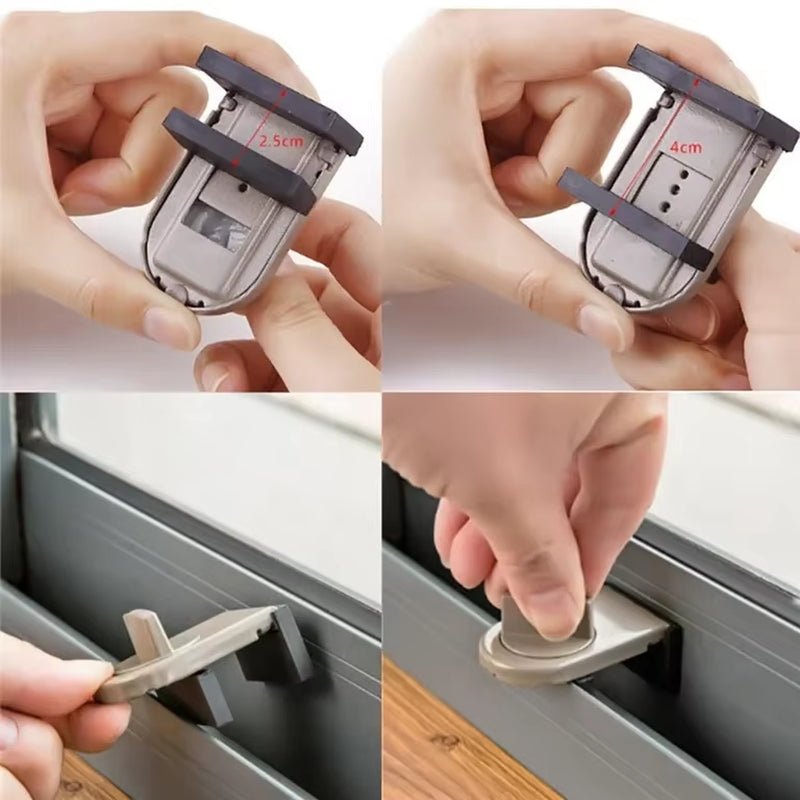Aluminum Alloy Sliding Door and Window Safety Lock, Sliding Sash Stopper, Cabinet Locks Straps, Security Anti - Theft Lock - FLUFFI
