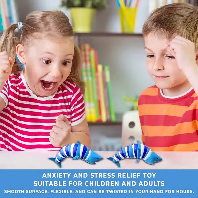Articulated Shark Stress Reliever Hand Toy,Sensory Fidget Toy for Adults and Kids,Pressure Relief and Anti - Anxiety - FLUFFI