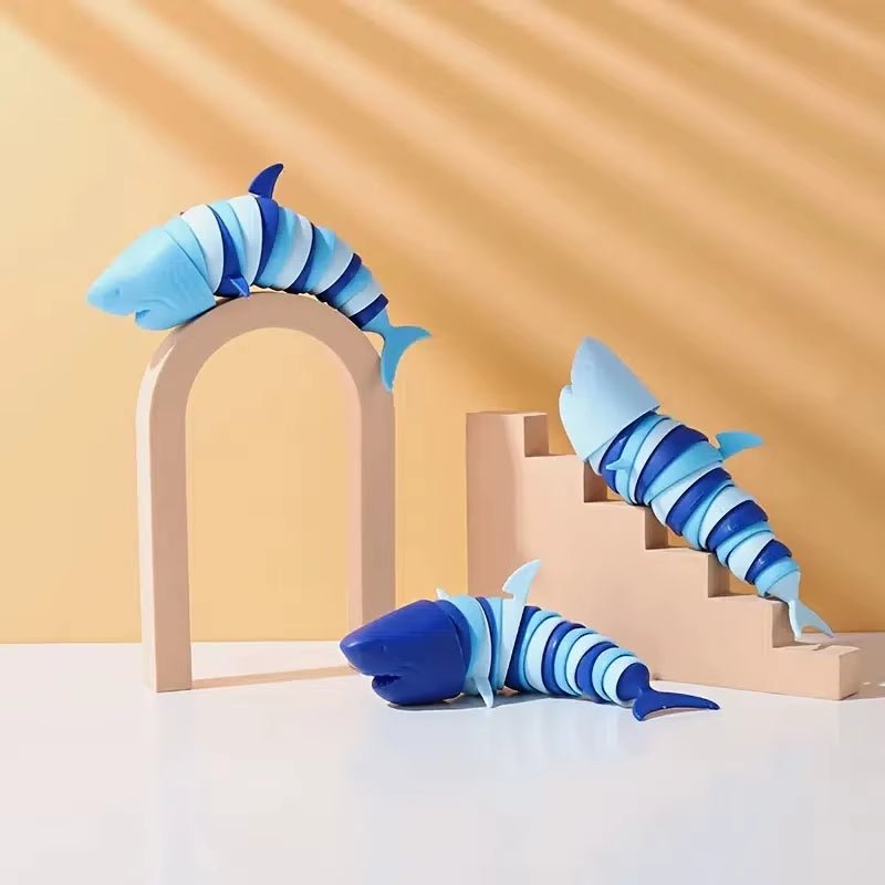 Articulated Shark Stress Reliever Hand Toy,Sensory Fidget Toy for Adults and Kids,Pressure Relief and Anti - Anxiety - FLUFFI