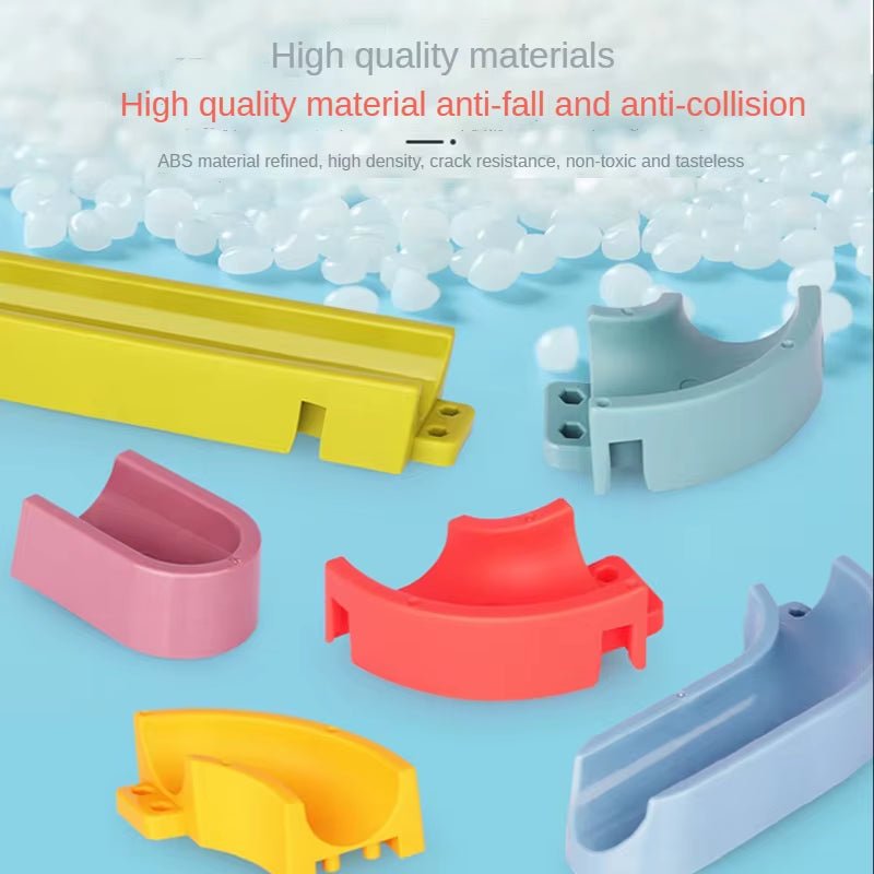Baby Bath Toys DIY Marble Race Run Assembling Track Bathroom Bathtub Kids Play Water Spray Toy Set Stacking Cups for Children - FLUFFI