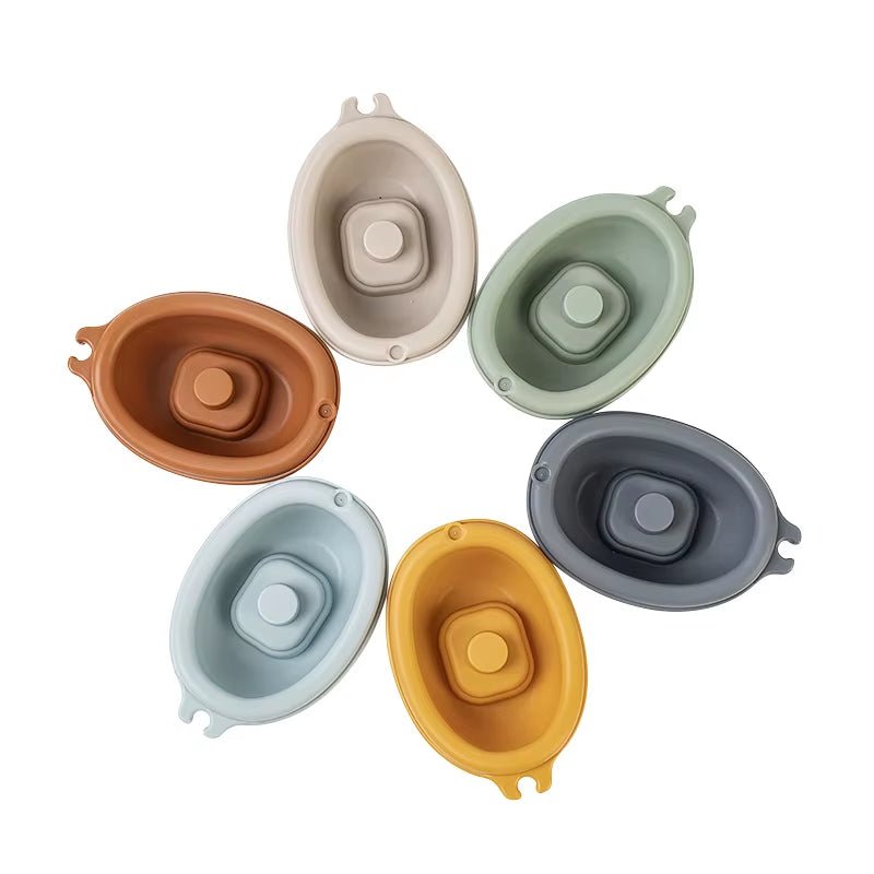 Baby Bath Toys Set - Floating Boats | Silicone Animal Figures - FLUFFI