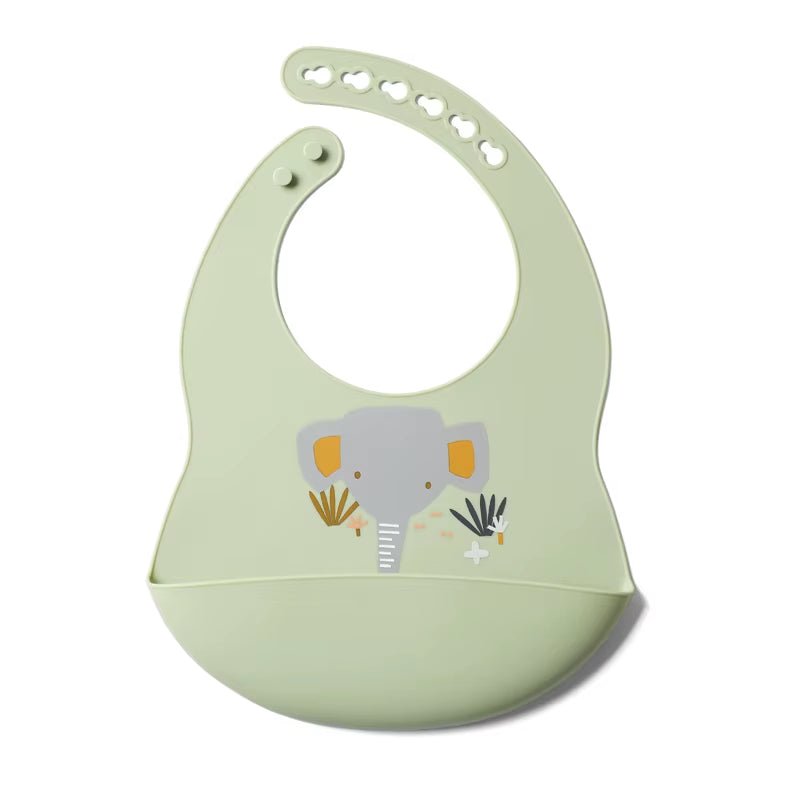 Baby Bib Adjustable Animal Picture Waterproof Saliva Dripping Bibs Soft Edible BPA Free Silicone Saliva Towel Drooling Baby Scar - FLUFFI