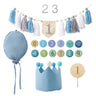 Baby Birthday Party Banner Hat Set Balloon Wall Hanging Ornaments Magic Wand Toy for 1 - 6 Year Kids Party Photography Props Gift - FLUFFI
