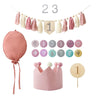 Baby Birthday Party Banner Hat Set Balloon Wall Hanging Ornaments Magic Wand Toy for 1 - 6 Year Kids Party Photography Props Gift - FLUFFI