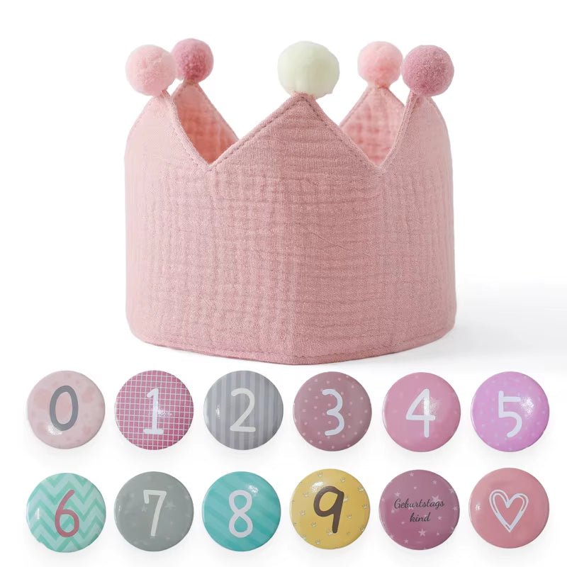 Baby Birthday Party Hat Set Crown Headband Magic Wand Toy Banner Cake Birthday for Kids Party Photography Props 1 - 6 Years Gifts - FLUFFI
