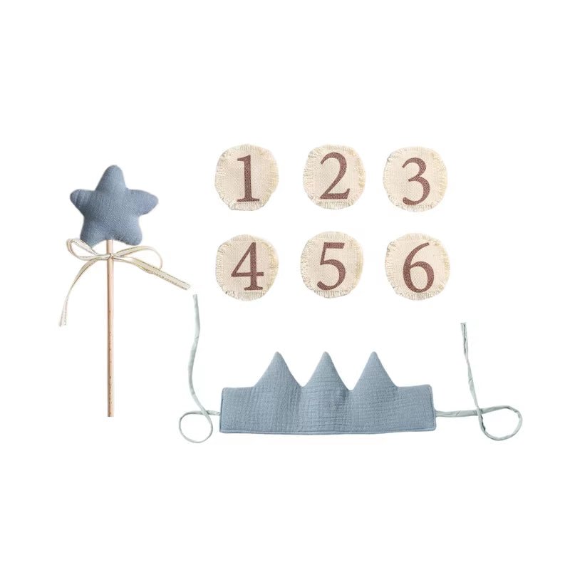Baby Birthday Party Hat Set Crown Headband Magic Wand Toy Banner Cake Birthday for Kids Party Photography Props 1 - 6 Years Gifts - FLUFFI