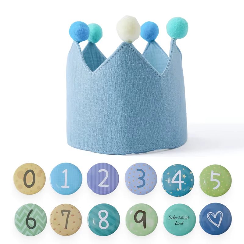 Baby Birthday Party Hat Set Crown Headband Magic Wand Toy Banner Cake Birthday for Kids Party Photography Props 1 - 6 Years Gifts - FLUFFI