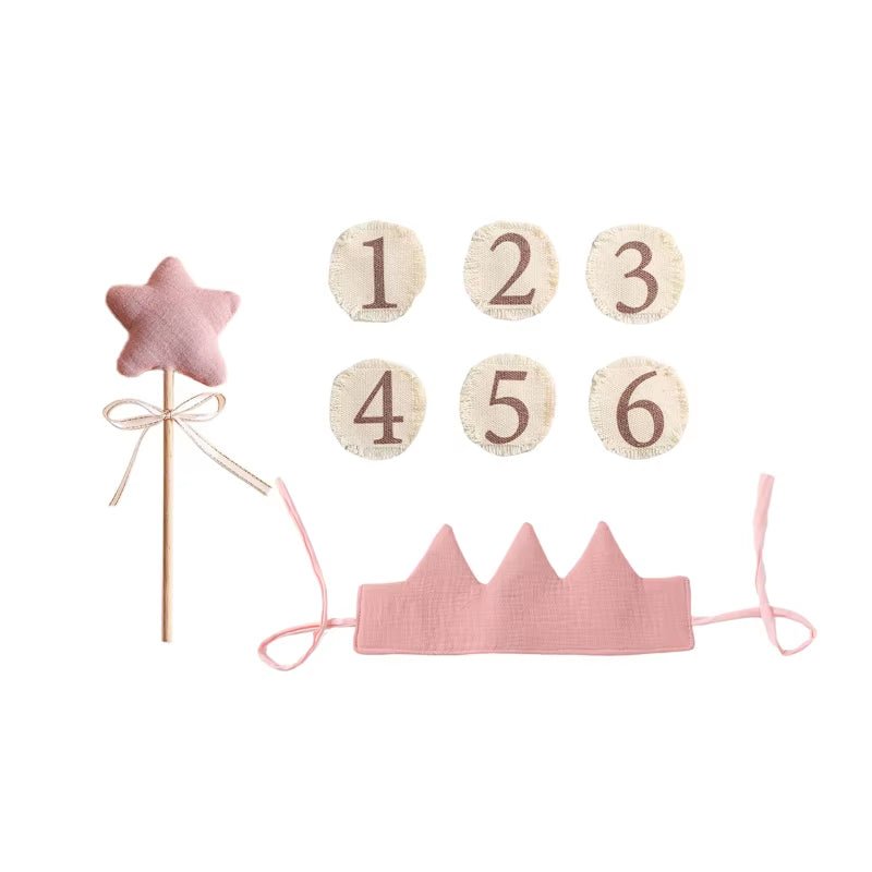 Baby Birthday Party Hat Set Crown Headband Magic Wand Toy Banner Cake Birthday for Kids Party Photography Props 1 - 6 Years Gifts - FLUFFI