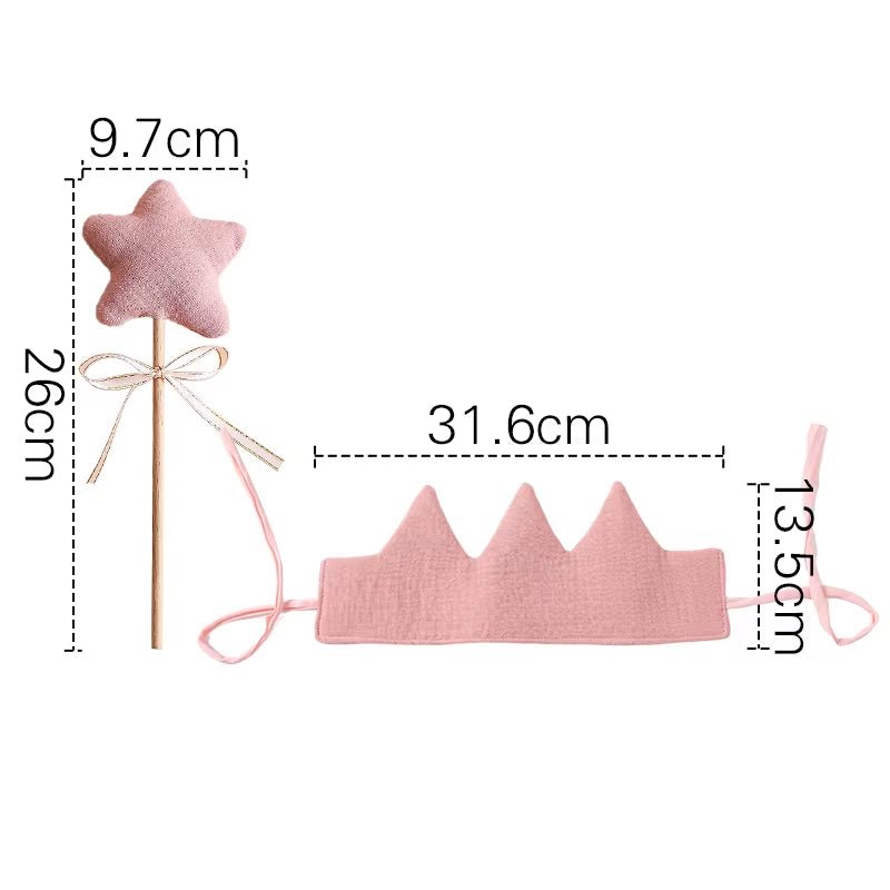 Baby Birthday Party Hat Set Crown Headband Magic Wand Toy Banner Cake Birthday for Kids Party Photography Props 1 - 6 Years Gifts - FLUFFI