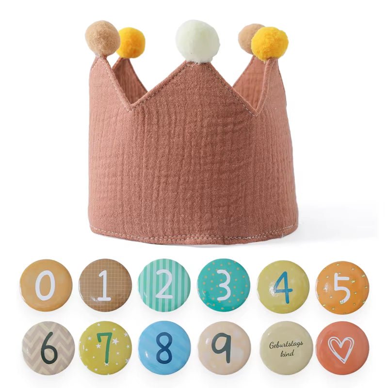 Baby Birthday Party Hat Set Crown Headband Magic Wand Toy Banner Cake Birthday for Kids Party Photography Props 1 - 6 Years Gifts - FLUFFI
