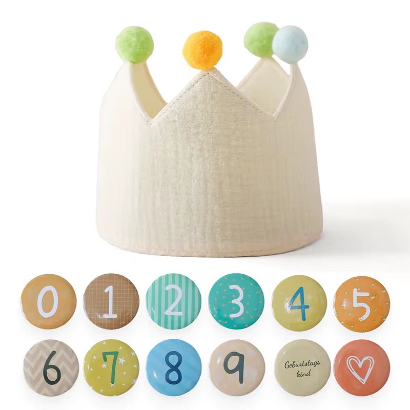 Baby Birthday Party Hat Set Crown Headband Magic Wand Toy Banner Cake Birthday for Kids Party Photography Props 1 - 6 Years Gifts - FLUFFI