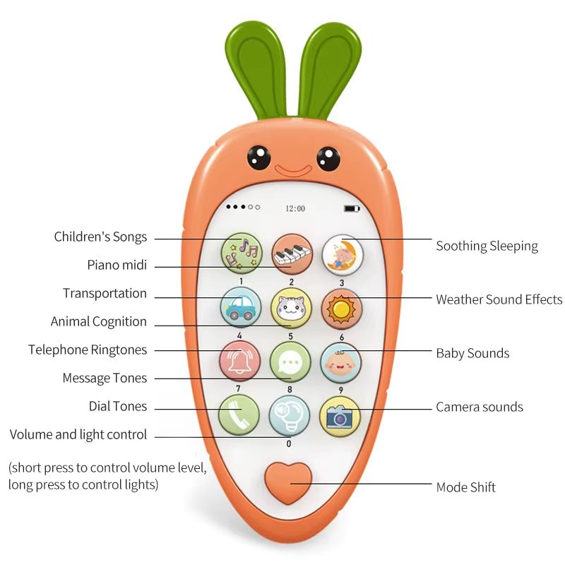 Baby Cell Phone Toy with Early Education & Music, Learning Educational Fake Phone for Kids, Sensory Toys for Toddlers Kids - FLUFFI