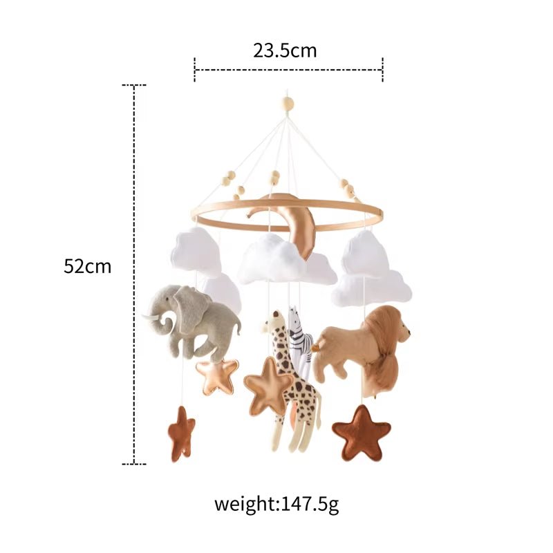 Baby Crib Mobile Bed Bell Soft Felt Hot Air Balloon Wind Chime Pendant Bed Bell Wooden Newborn Comfort Bed Bell Toys Baby Gift - FLUFFI