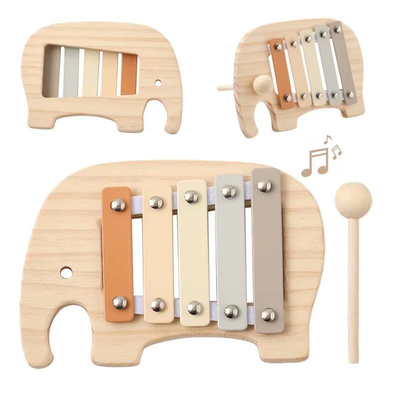 Baby Montessori Toy Cartoon Elephant Percussion Instrument Xylophone Toy Baby Early Sensory Educational Musical Instruments Gift - FLUFFI