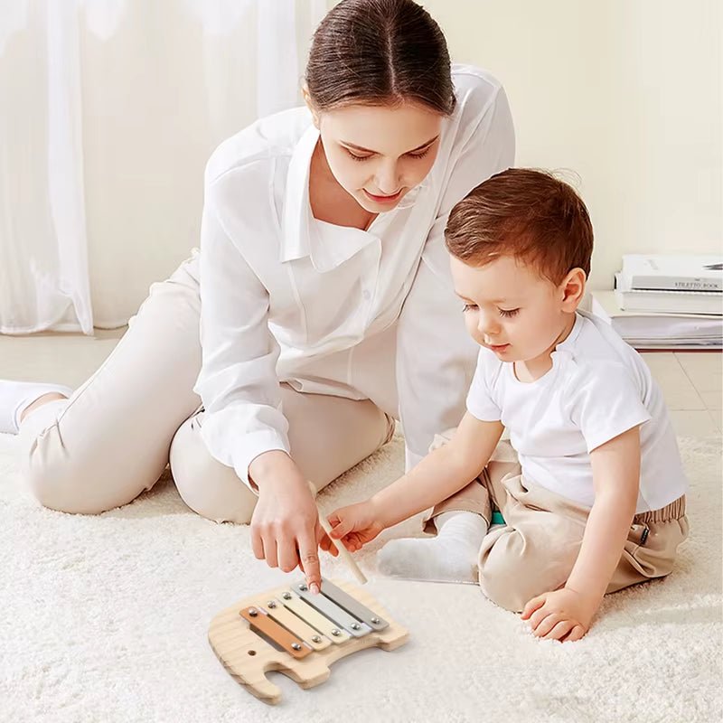 Baby Montessori Toy Cartoon Elephant Percussion Instrument Xylophone Toy Baby Early Sensory Educational Musical Instruments Gift - FLUFFI