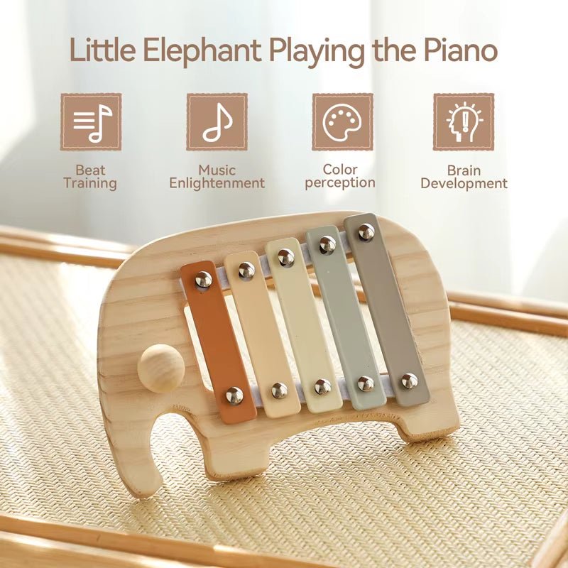 Baby Montessori Toy Cartoon Elephant Percussion Instrument Xylophone Toy Baby Early Sensory Educational Musical Instruments Gift - FLUFFI