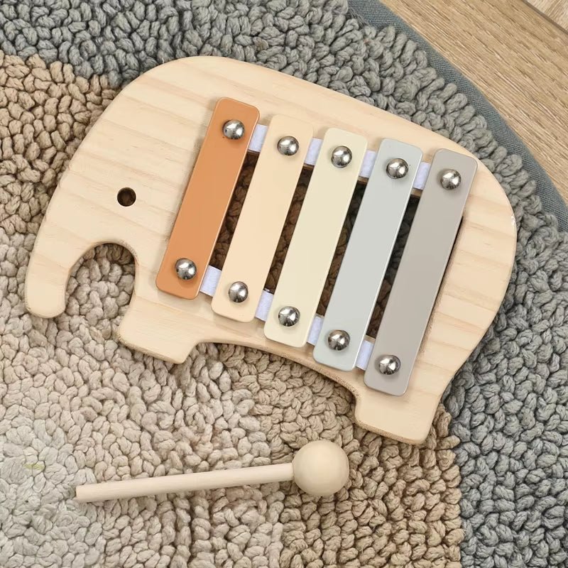 Baby Montessori Toy Cartoon Elephant Percussion Instrument Xylophone Toy Baby Early Sensory Educational Musical Instruments Gift - FLUFFI