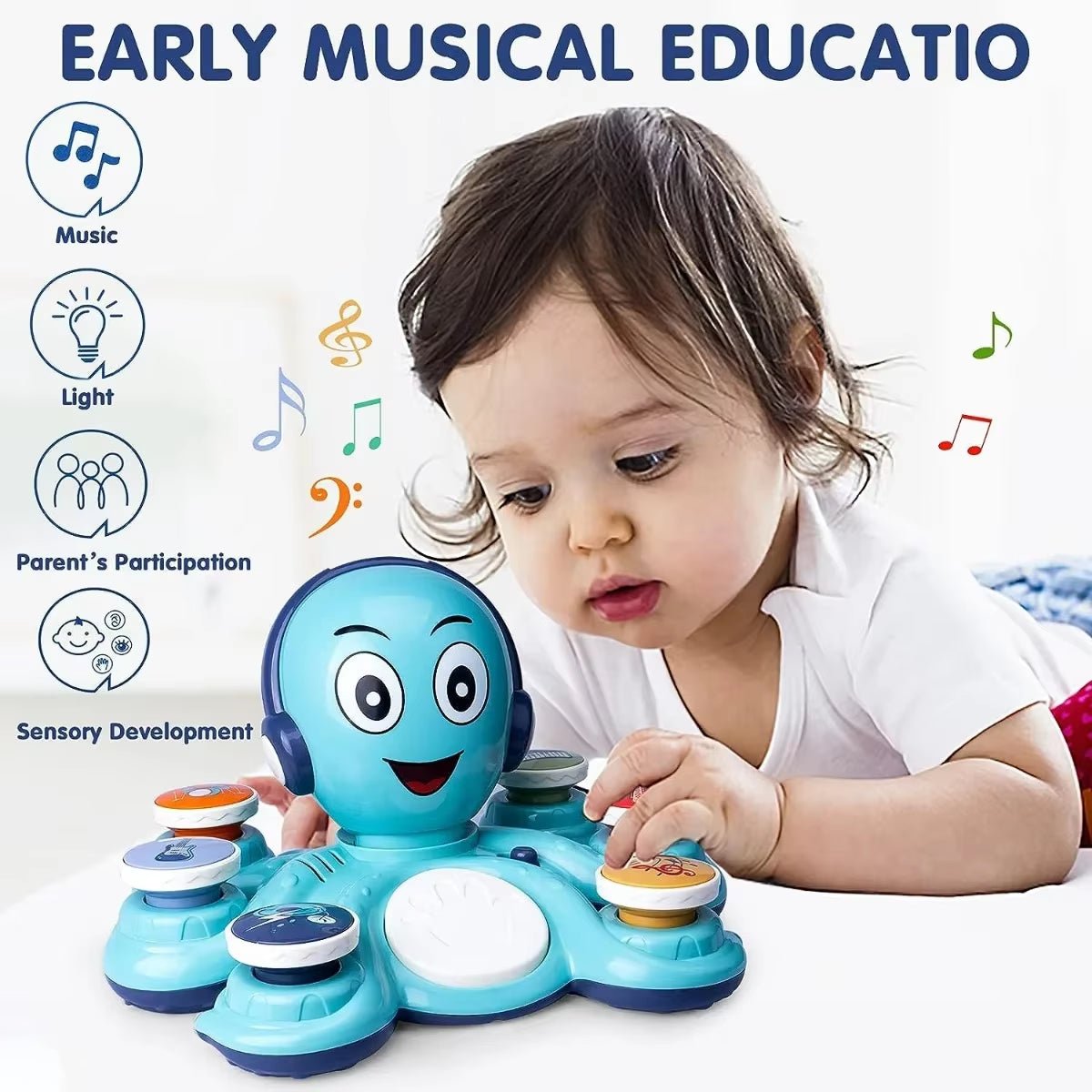 Baby Musical Toys Learning Toys for Toddlers Octopus Music Toys Preschooler Musical Educational Instruments - FLUFFI