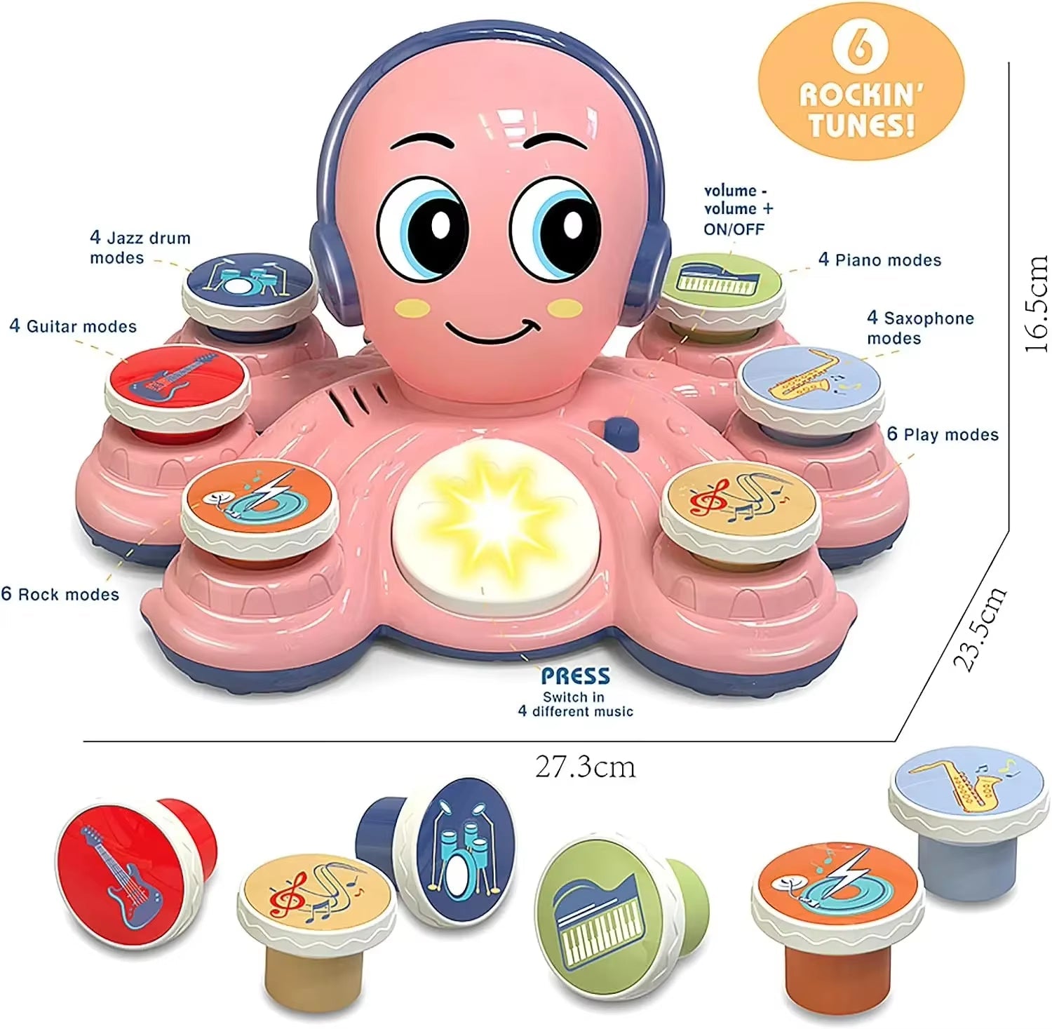 Baby Musical Toys Learning Toys for Toddlers Octopus Music Toys Preschooler Musical Educational Instruments - FLUFFI
