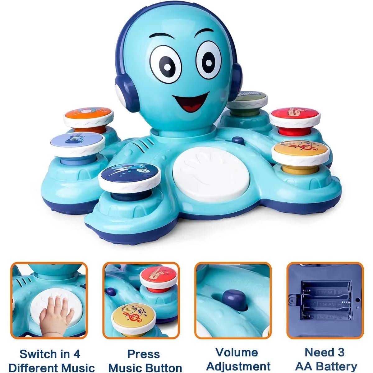 Baby Musical Toys Learning Toys for Toddlers Octopus Music Toys Preschooler Musical Educational Instruments - FLUFFI