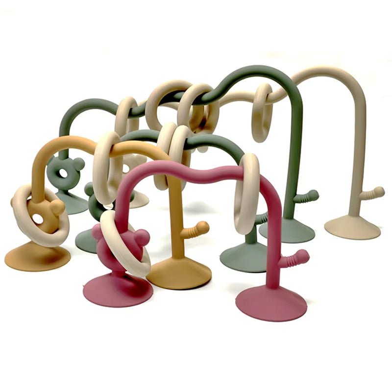 Baby Puzzle Winding Beads Toys Silicone Grinding Visual Toys for Children Can Gnaw Early Education Winding Beads Sucker Toys - FLUFFI