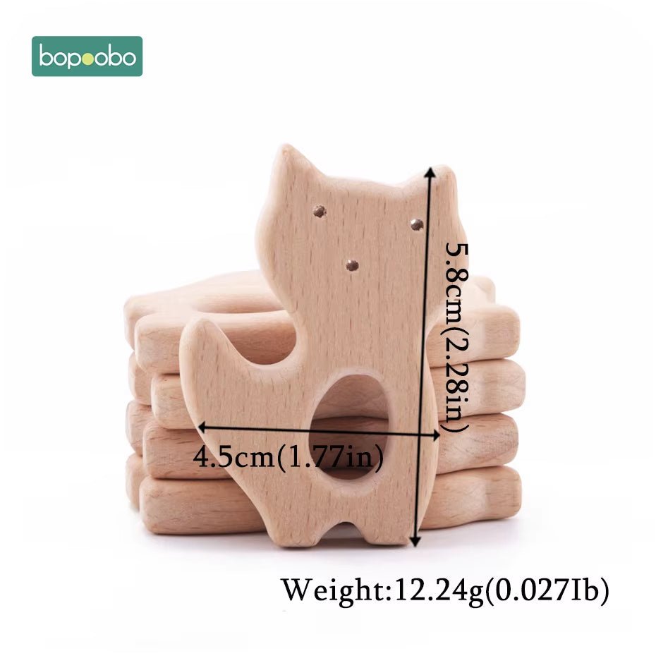 Baby Rattles Beech Wooden Animal Teether Bracelet Toys for Newborns Baby Montessori Gym Toys Wooden Peandant - FLUFFI