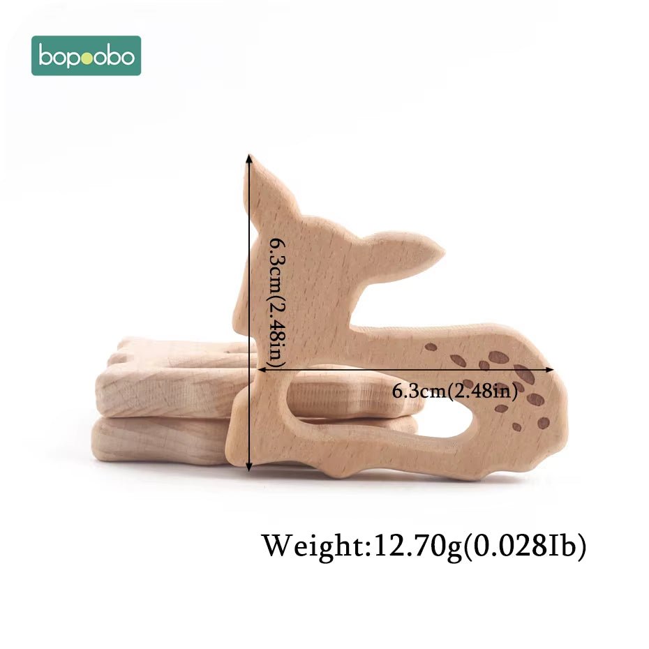 Baby Rattles Beech Wooden Animal Teether Bracelet Toys for Newborns Baby Montessori Gym Toys Wooden Peandant - FLUFFI
