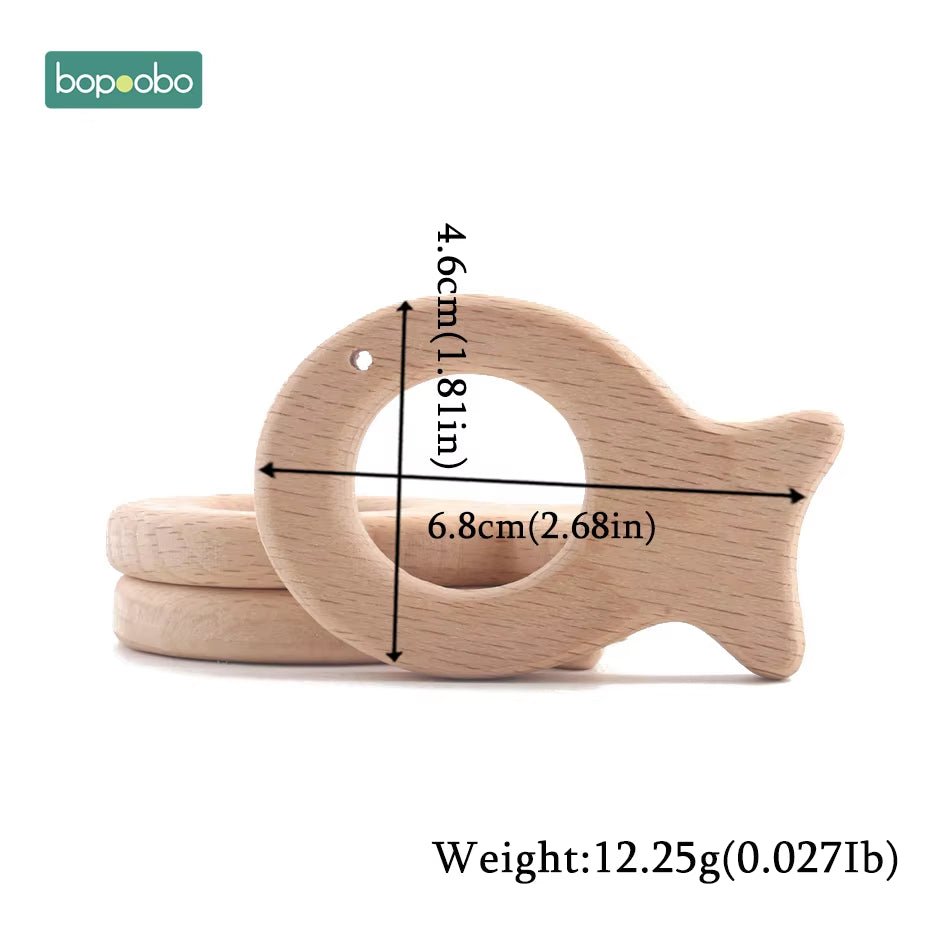 Baby Rattles Beech Wooden Animal Teether Bracelet Toys for Newborns Baby Montessori Gym Toys Wooden Peandant - FLUFFI