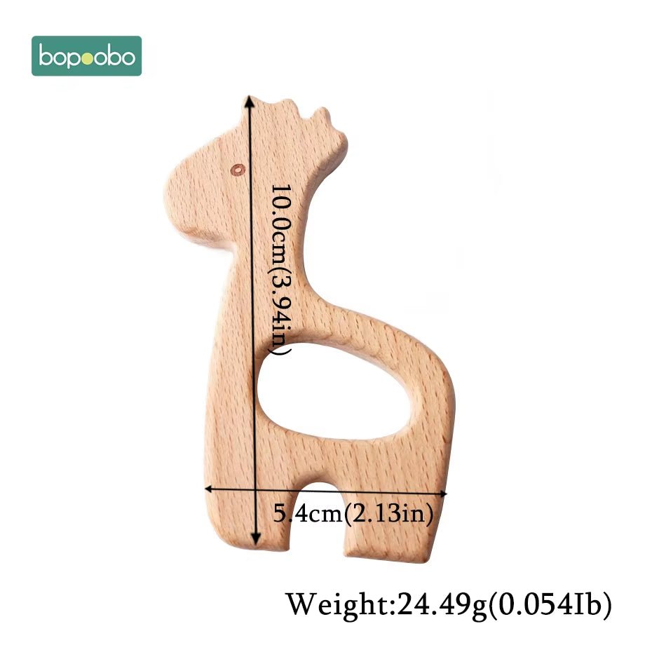 Baby Rattles Beech Wooden Animal Teether Bracelet Toys for Newborns Baby Montessori Gym Toys Wooden Peandant - FLUFFI