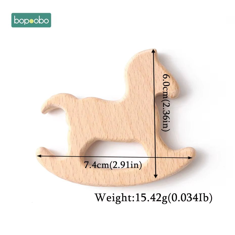 Baby Rattles Beech Wooden Animal Teether Bracelet Toys for Newborns Baby Montessori Gym Toys Wooden Peandant - FLUFFI
