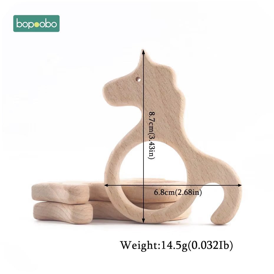 Baby Rattles Beech Wooden Animal Teether Bracelet Toys for Newborns Baby Montessori Gym Toys Wooden Peandant - FLUFFI