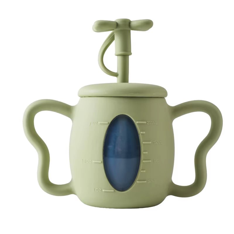 Baby Silicone Bow Lid Feeding Cup with Handle Sippy BPA Free Toddlers Learning Drinkware Children Soft Straw Cup Tableware - FLUFFI