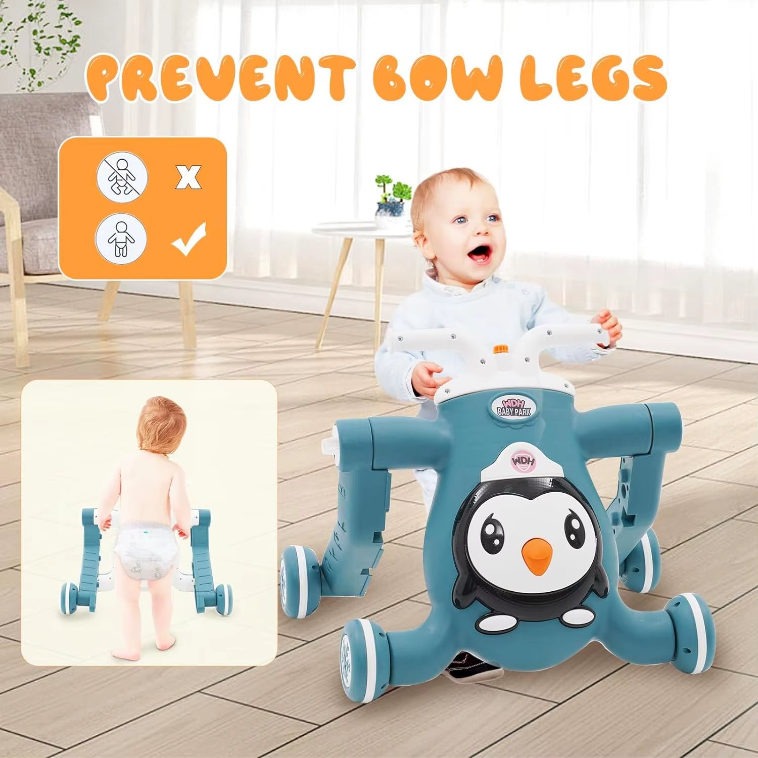 Baby Walker First Step 3 in 1 Sit - To - Stand Learning Walker Multifunctional Baby Push along Walker Kids Activity Center - FLUFFI