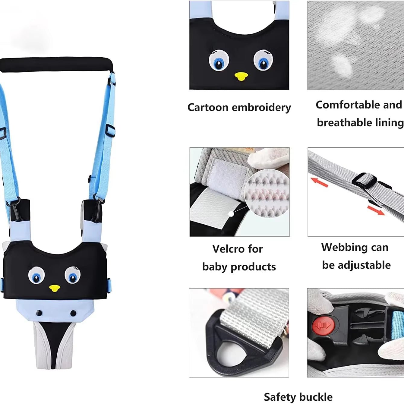 Baby Walking Harness Handheld Baby Walker Assistant Belt Adjustable Toddler Infant Walker Safety Harnesses Walking Learning Help - FLUFFI