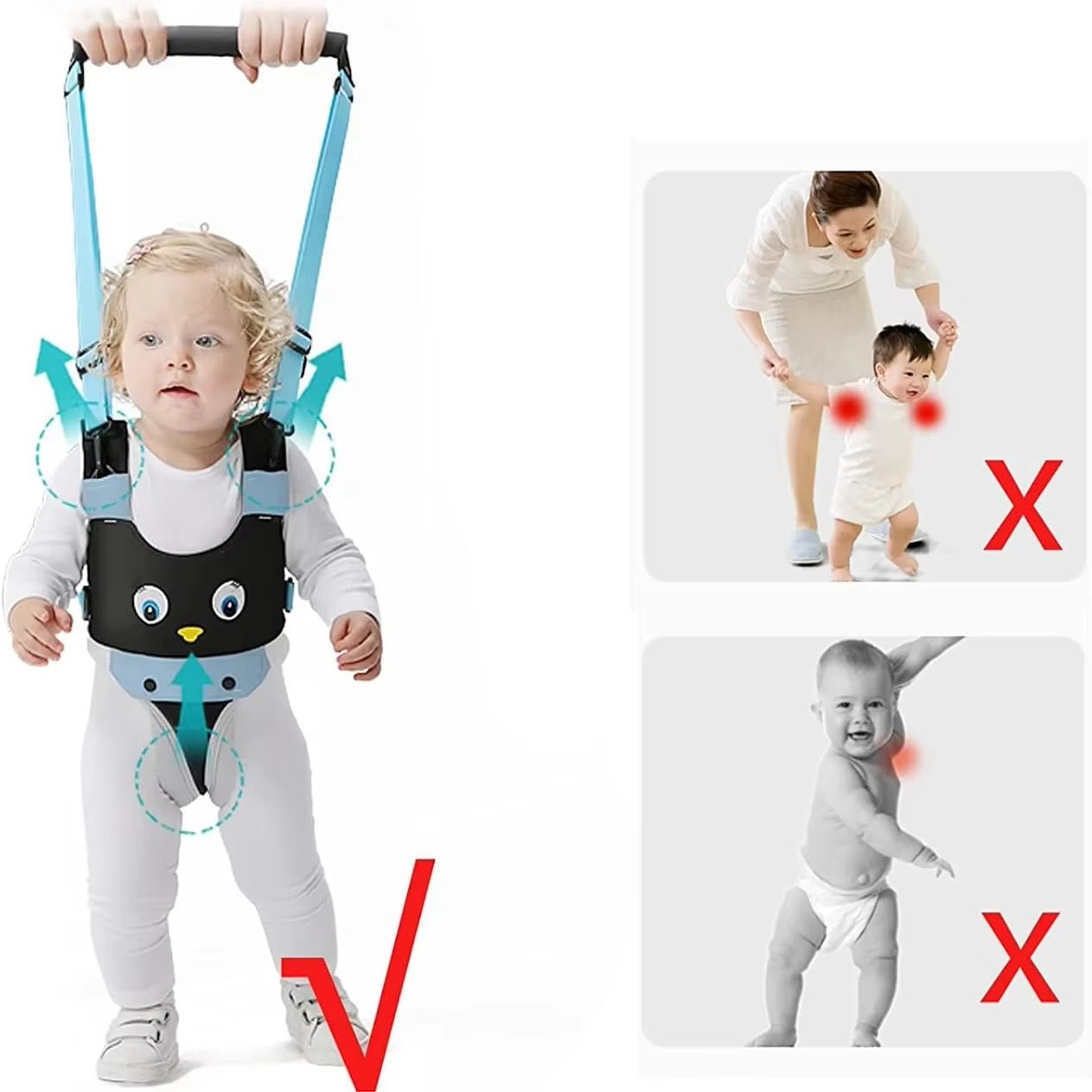Baby Walking Harness Handheld Baby Walker Assistant Belt Adjustable Toddler Infant Walker Safety Harnesses Walking Learning Help - FLUFFI