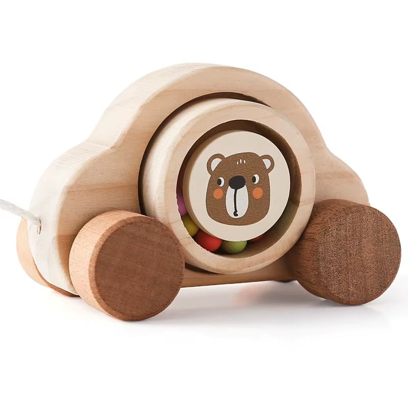 Baby Wooden Car Toy Montessori Glass Bead Car Toy Newborns Hand Eye Coordination Games Educational Toy Creative Children Gifts - FLUFFI
