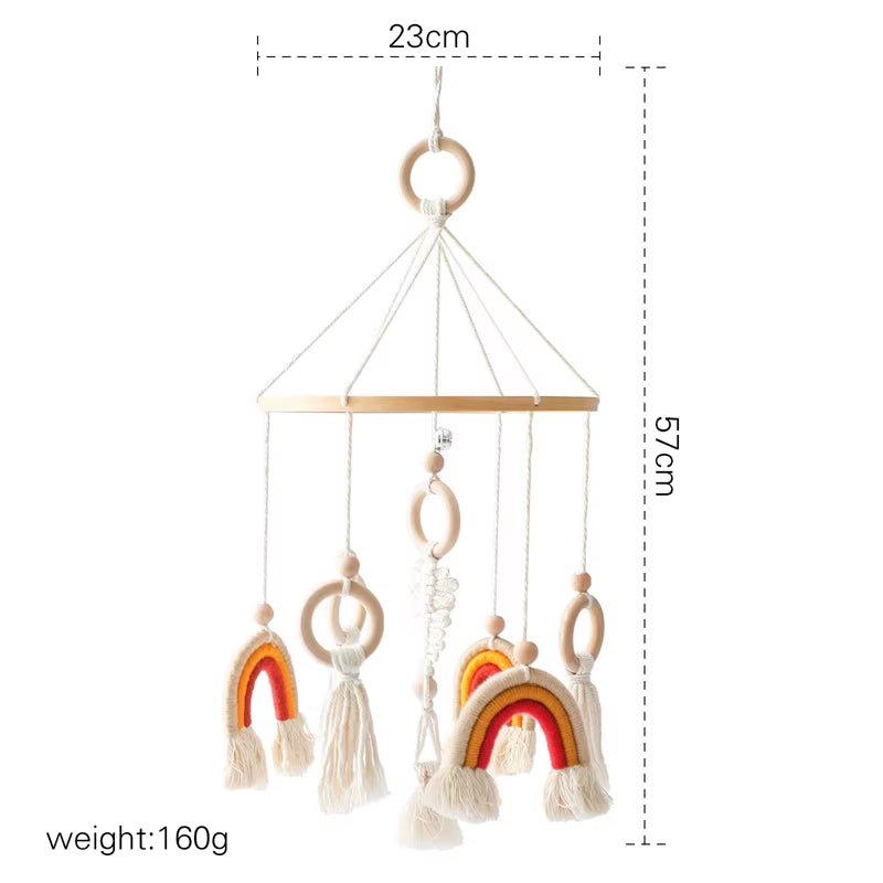 Baby Wooden Cartoon Marine Animal Felt Bed Bell Rattle Set Newborn for Baby Crib Bed Wood Mobile Carousel Cot Musical Toy Gift - FLUFFI