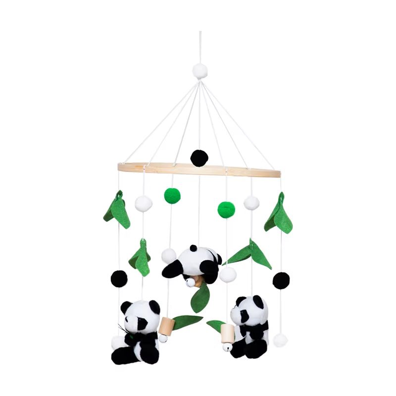 Baby Wooden Cartoon Marine Animal Felt Bed Bell Rattle Set Newborn for Baby Crib Bed Wood Mobile Carousel Cot Musical Toy Gift - FLUFFI