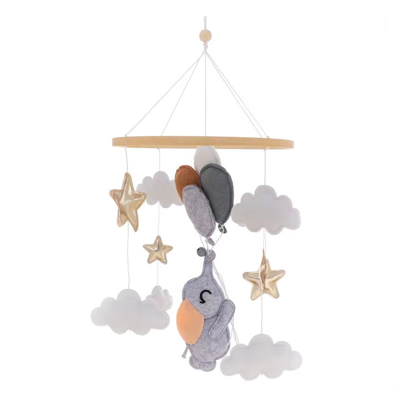 Baby Wooden Cartoon Marine Animal Felt Bed Bell Rattle Set Newborn for Baby Crib Bed Wood Mobile Carousel Cot Musical Toy Gift - FLUFFI