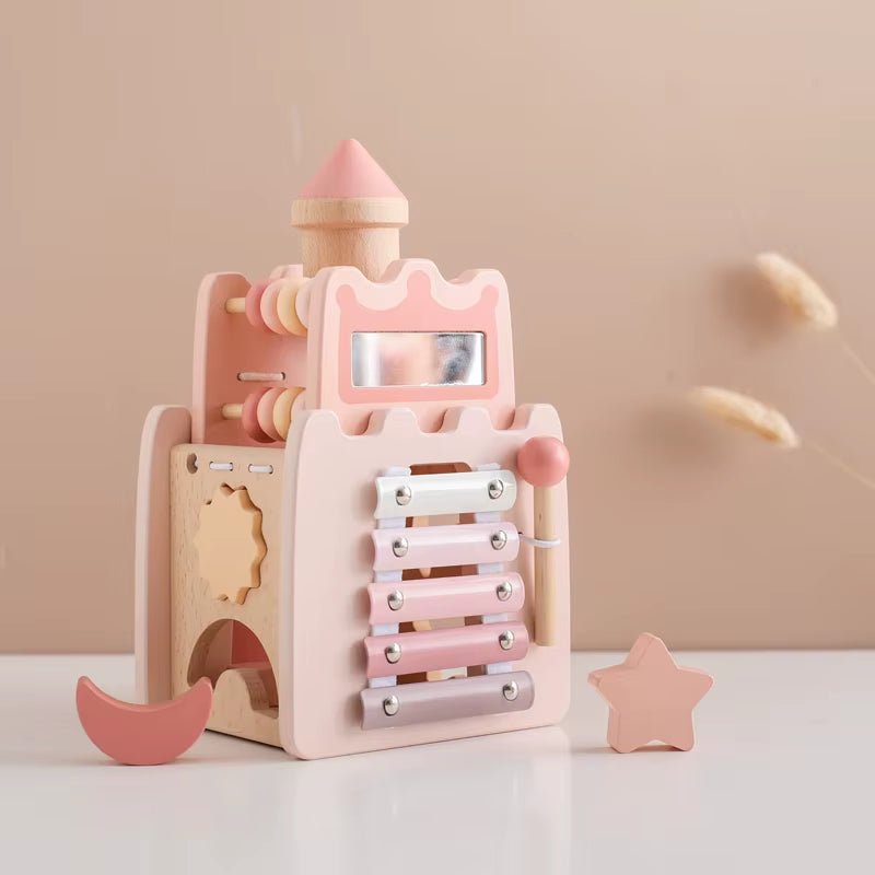 Baby Wooden Montessori Toys Castle 5 in 1 Building Stacking Blocks Puzzle Game Baby Wooden Early Education Toys Children Gift - FLUFFI