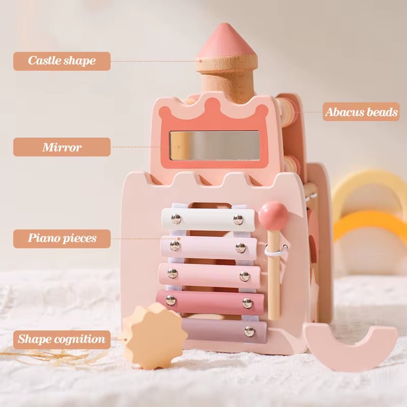 Baby Wooden Montessori Toys Castle 5 in 1 Building Stacking Blocks Puzzle Game Baby Wooden Early Education Toys Children Gift - FLUFFI