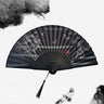 Bamboo Folding Fan Silk Chinese Style Fan Hand Women Black Fan Summer Female Dance Home Decoration Party Gift Home Ornament Fan - FLUFFI