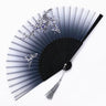 Bamboo Folding Fan Silk Chinese Style Fan Hand Women Black Fan Summer Female Dance Home Decoration Party Gift Home Ornament Fan - FLUFFI