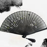 Bamboo Folding Fan Silk Chinese Style Fan Hand Women Black Fan Summer Female Dance Home Decoration Party Gift Home Ornament Fan - FLUFFI