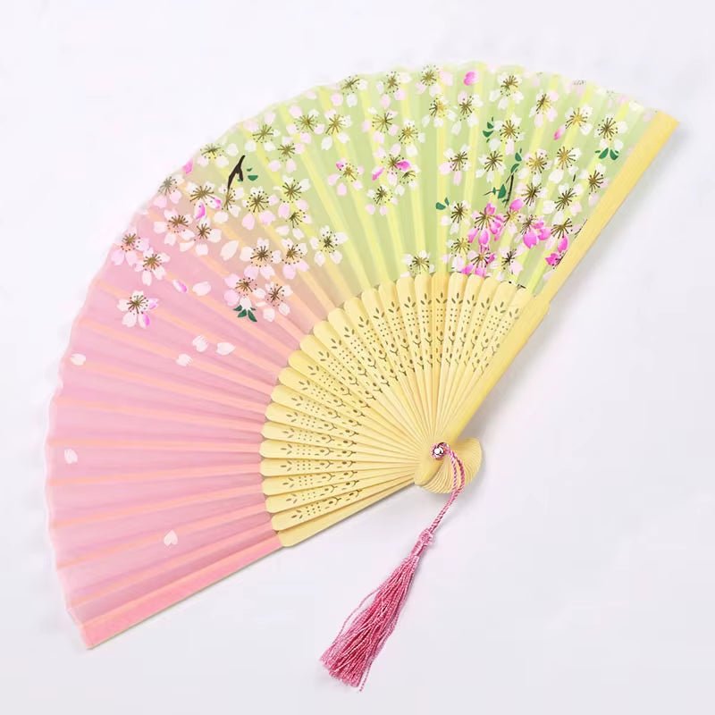 Bamboo Folding Fan Silk Chinese Style Fan Hand Women Black Fan Summer Female Dance Home Decoration Party Gift Home Ornament Fan - FLUFFI