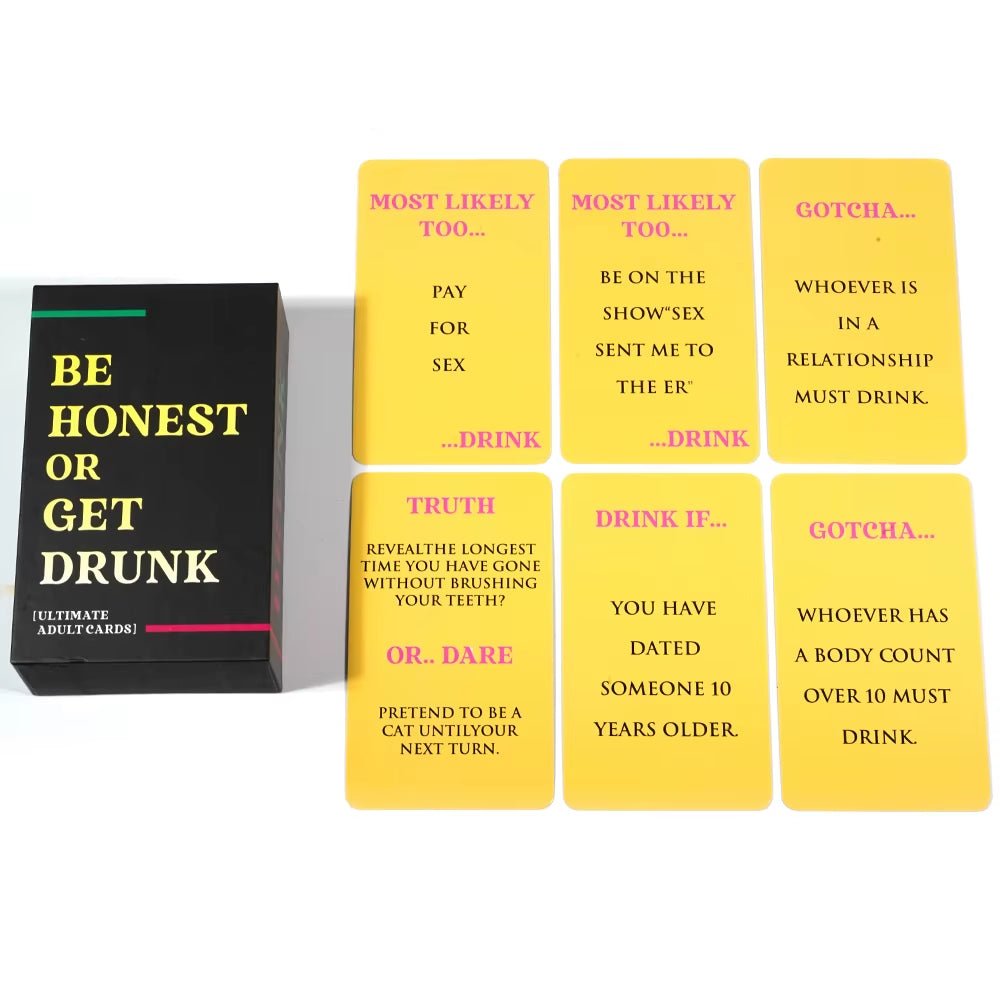 Be Honest or Get Drunk Ultimate Adult Card Game 77 Cards Party Board Games in Box English Version Drink Card Game - FLUFFI