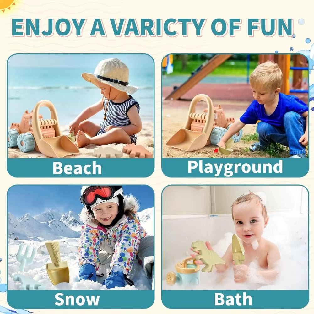Beach Sand Toys Set with Dump Truck Car Toys for Toddlers Kids Outdoor Play Buckets Sand Shovels Animal Mold Sets Sandbox Toys - FLUFFI