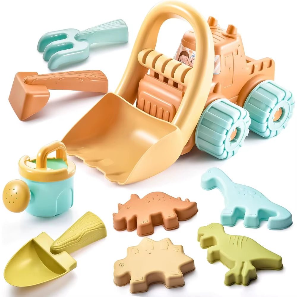 Beach Sand Toys Set with Dump Truck Car Toys for Toddlers Kids Outdoor Play Buckets Sand Shovels Animal Mold Sets Sandbox Toys - FLUFFI