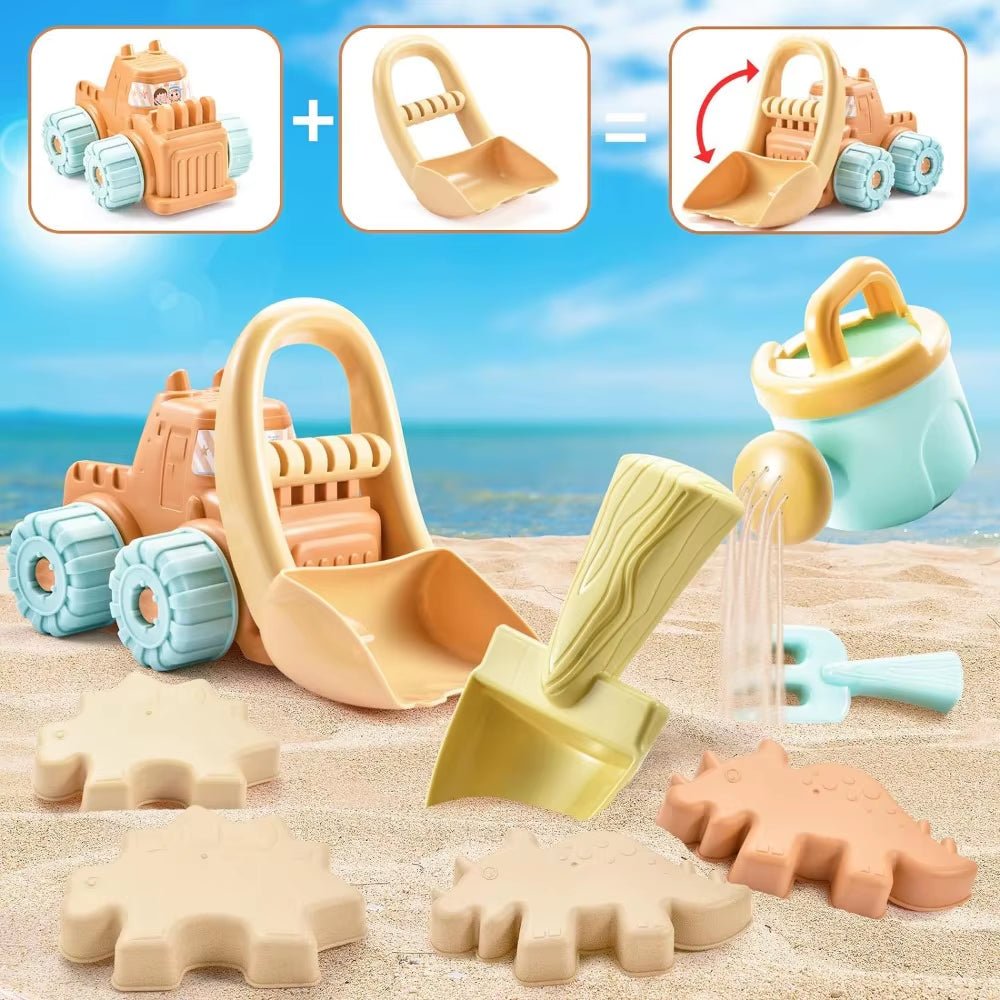 Beach Sand Toys Set with Dump Truck Car Toys for Toddlers Kids Outdoor Play Buckets Sand Shovels Animal Mold Sets Sandbox Toys - FLUFFI